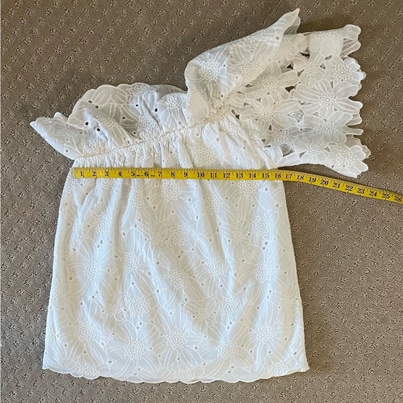 KAS New York Dulia White Floral Eyelet Lace One Shoulder Blouse, Sz S/M - Picture 8 of 14